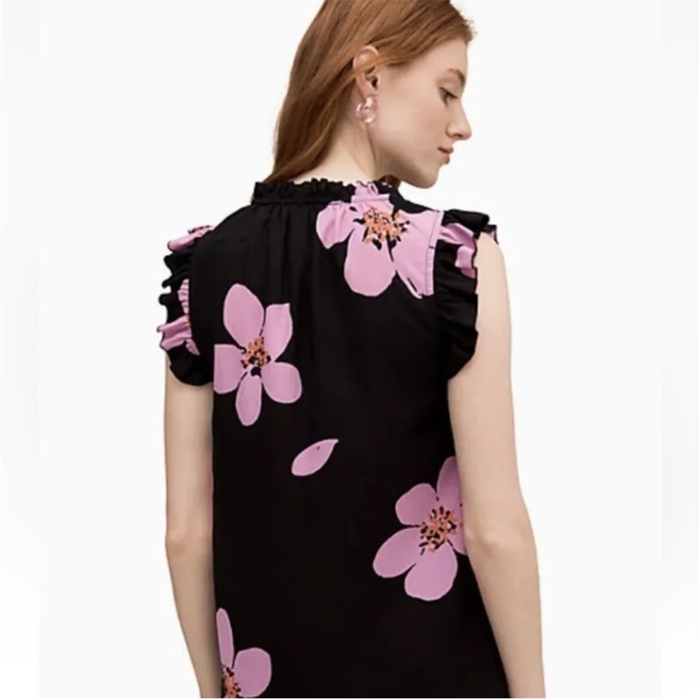 Kate Spade Grand Flora Tie Neck Top! - Picture 2 of 9